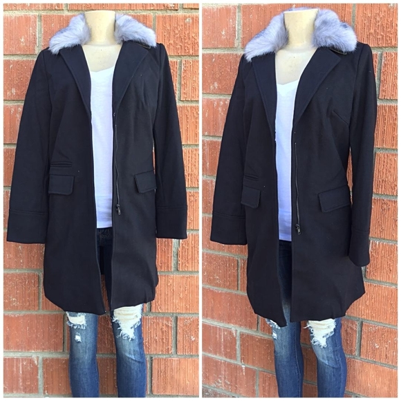 Current Air Anthro Chic Long Black Peacoat - Picture 3 of 5